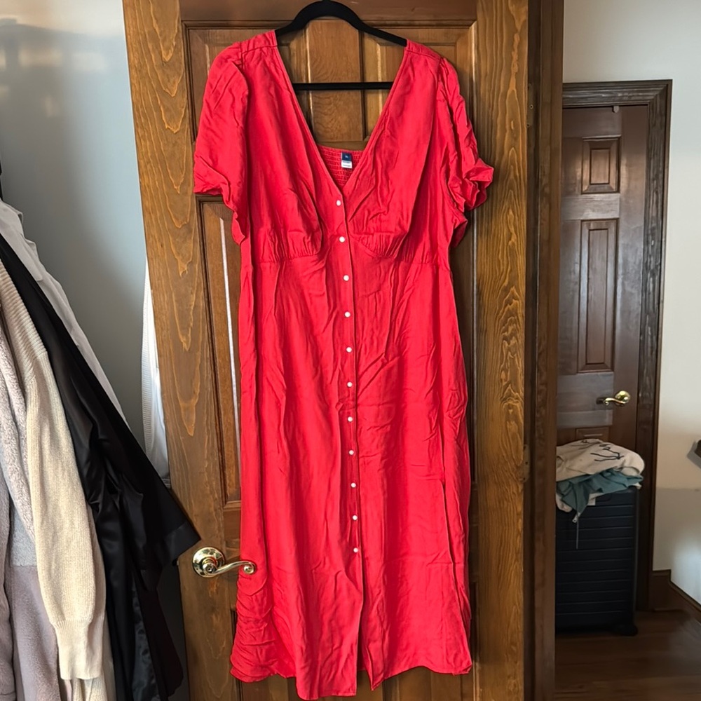 Old Navy Red Button Down Rayon Sundress
